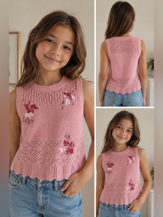 abercrombie kids Other - Abercrombie Kids crochet tank top size 9 to 10 sleeveless pink floral boho